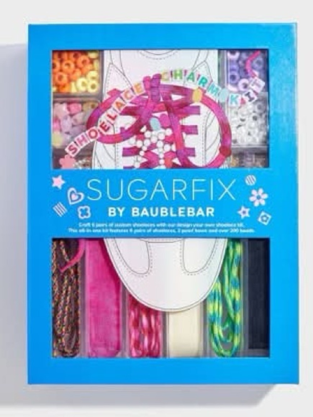 SUGARFIX DIY Shoelace Charm Kit NIB 6 Pairs 200+ Beads